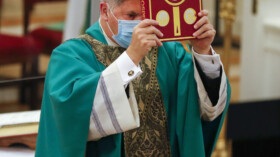 Msgr Tim Keeney during Our Lady of the Rosary Mass at Crozet Baptist Church in Crozet VA Sun. Oct. 4, 2020.